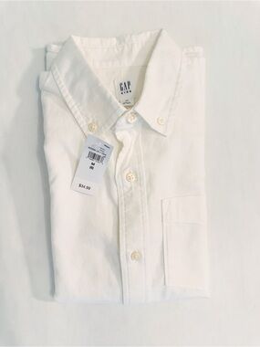 GAP Kids White Button-Down Oxford Shirt - Classic Cotton Size Medium